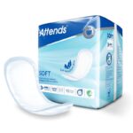 Attends Soft 3 Extra Plus – blåvit förpackning med anatomiskt inkontinensskydd