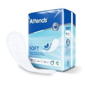 Attends Soft 1 Mini – blåvit förpackning med anatomiskt skydd
