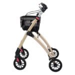 Champagne Jaguar från sidan Champagnefärgad rollator från sidan