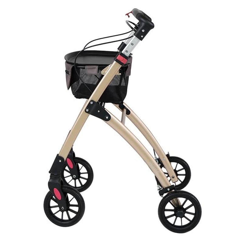 Champagnefärgad rollator från sidan