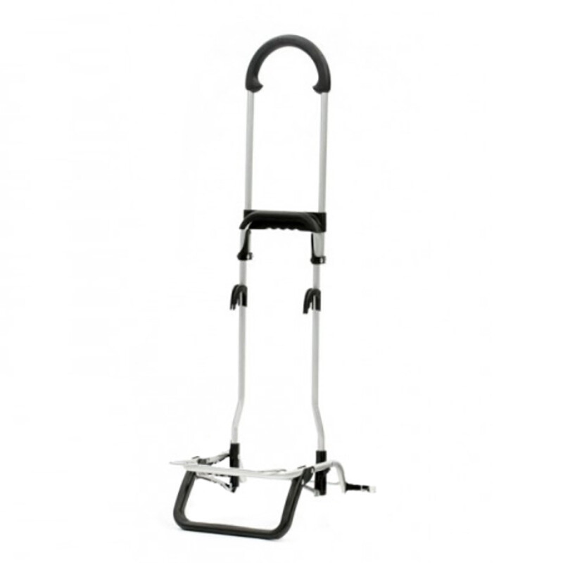 Andersen chassi shoppingvagn Scala Plus – silverfärgat aluminiumchassi med svart fällbart handtag och invikbar lastdel, bild 1
