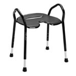 Duschpall hygienöppning modern – Trust Care Lets Enjoy svart med ergonomiskt säte och höjdjusterbara ben
