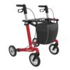 Ultralät rollator kolfiber Rehasense Athlon SL hopfällbar utomhus röd med shoppingväska