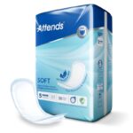 Attends Soft 5 38-pack — blå förpackning med skydd märkt 5 droppar och anatomiskt inkontinensskydd