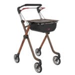 Pixel inomhusrollator i brun med bricka och förvaringsväska