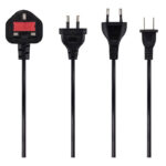 Movinglife kabelsats Atto – internationell kabelsats elscooter med fyra svarta Atto resescooter laddkabel-sladdar för EU, UK, USA och Australien