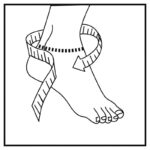 Måttskiss för att mäta ankelomkrets för storlek på Elcross fotledsstöd