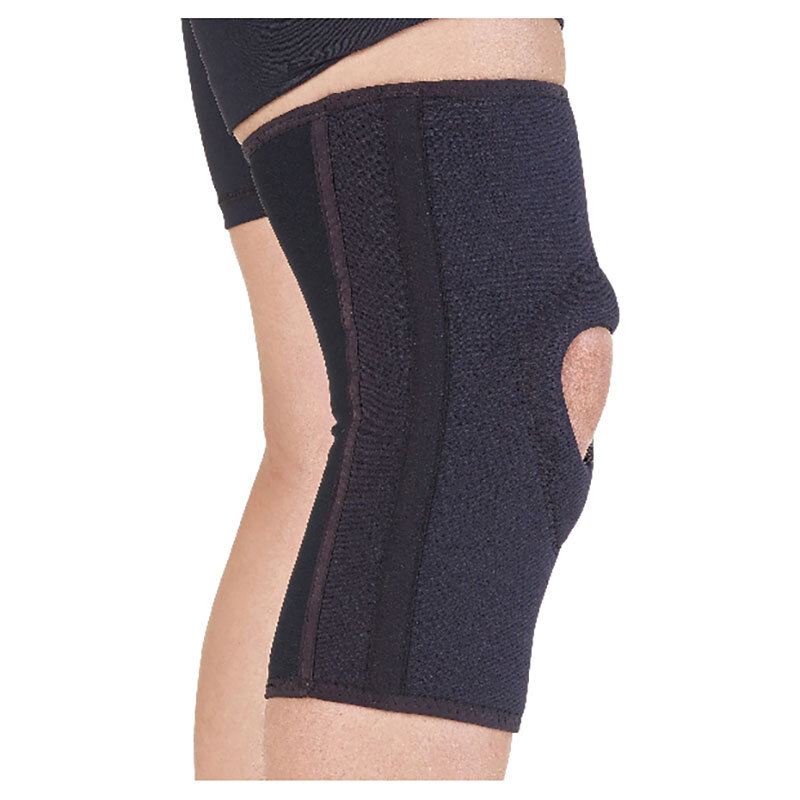 Camp Scandinavia knäskydd Active X Sleeve – svart pådragsknäortos med synlig patellaöppning på knät, bild 2