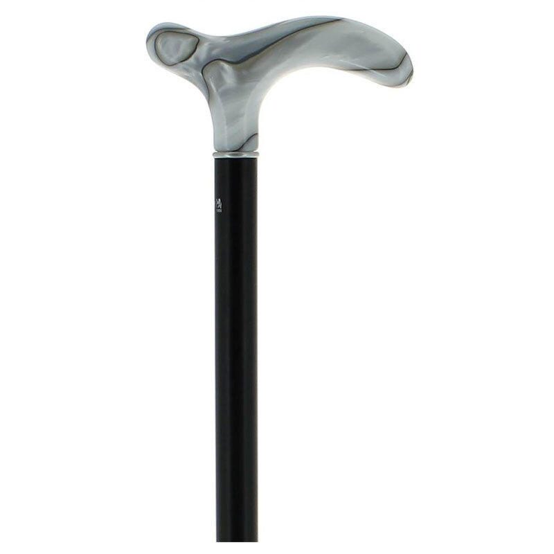 Cannes Fayet käpp med marmorerat akrylhandtag och svart skaft i bokträ