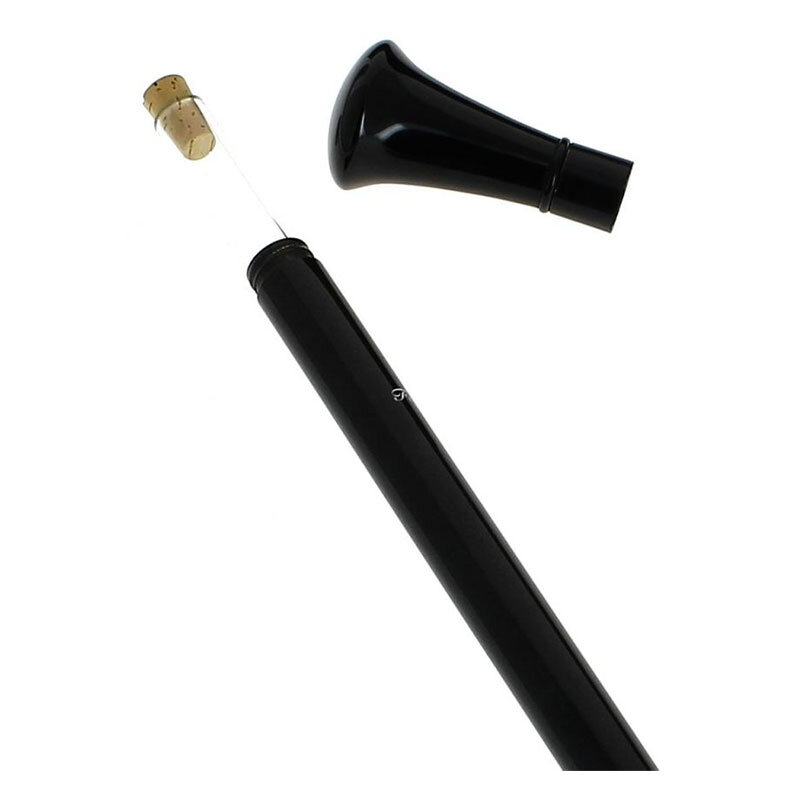 T-grepp detalj i svart trä på kolfiberkäpp