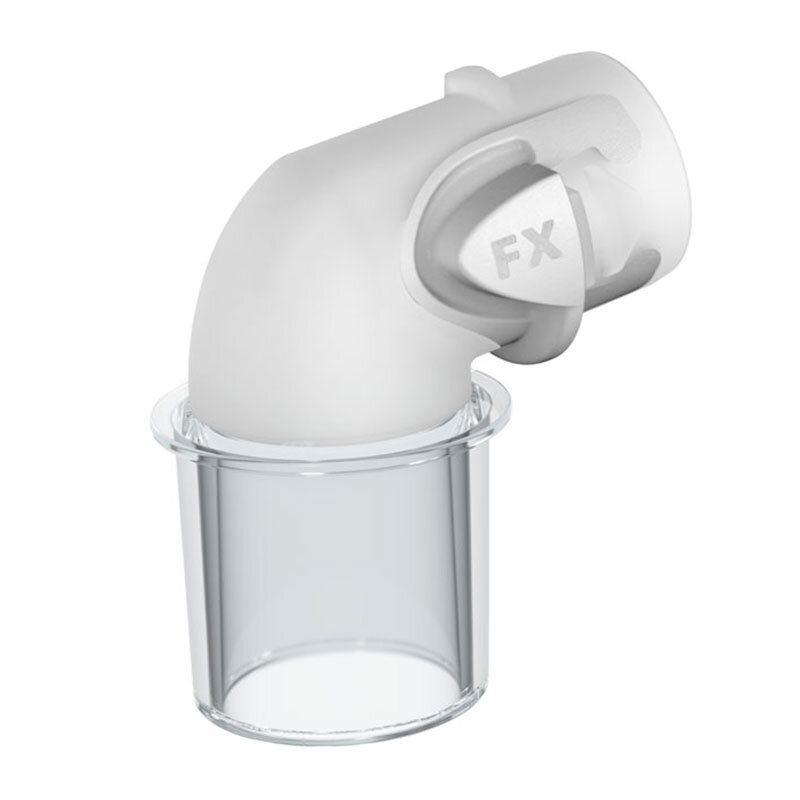 Genomskinlig plastdel med vridbar koppling och ventilhål