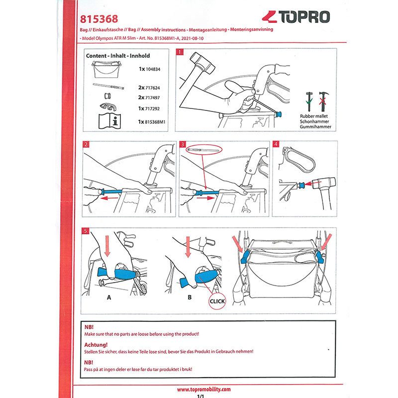 Monteringsinstruktion för Topro shoppingväska Olympos ATR M med steg-för-steg-bilder