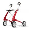 byACRE Carbon Ultralight rollator i kolfiber röd Strawberry Red sedd snett framifrån