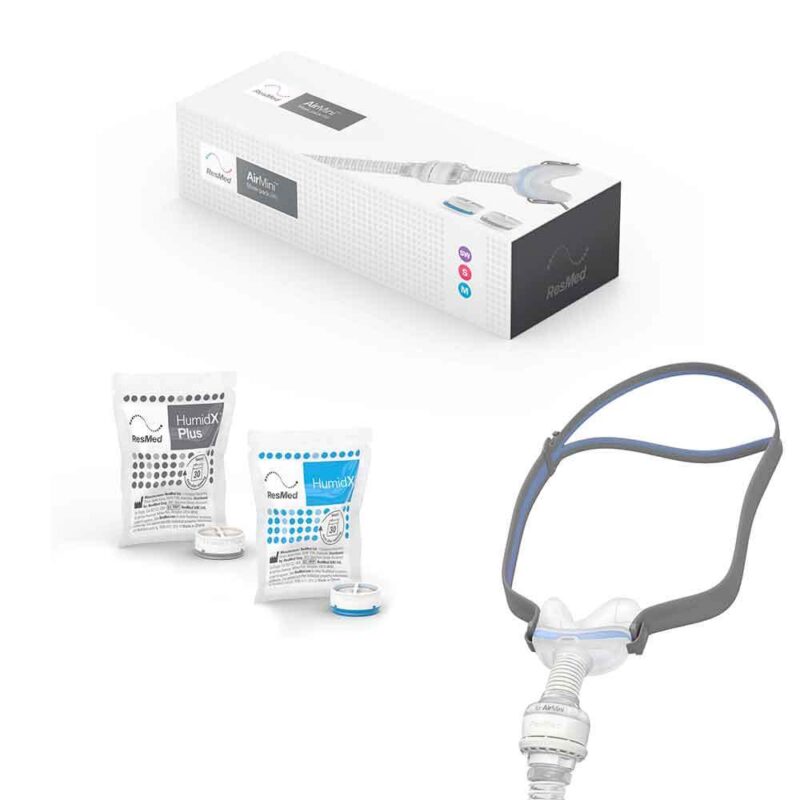 Resmed AirFit N30 maskset för AirMini med näsmask slang och HumidX befuktning vid sömnapné