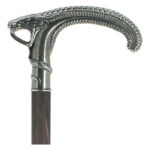 Käpp med ormhandtag i silverpläterad tenn – Cannes Fayet exklusiv promenadkäpp med kolfiber skaft