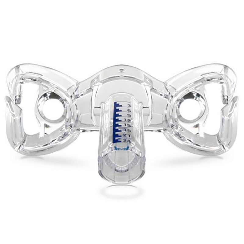 Resmed Pannstöd Mirage Quattro — transparent plastdel med blå djupskala