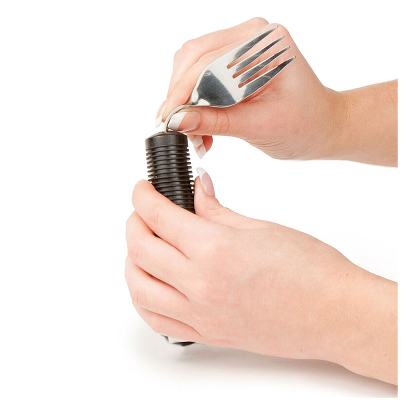 Svart böjbar gaffel i sidovy