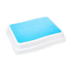 Vitility istegspall – vit stapelbar plastpall med ljusblå halkfri sits, bild 1