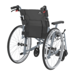 Rullstol ICON 35 LX Active bakifrån med ryggstöd och röda bromsspakar