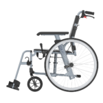 Aktivrullstol ICON 35 från sidan med krysskonstruktion och svängbart benstöd