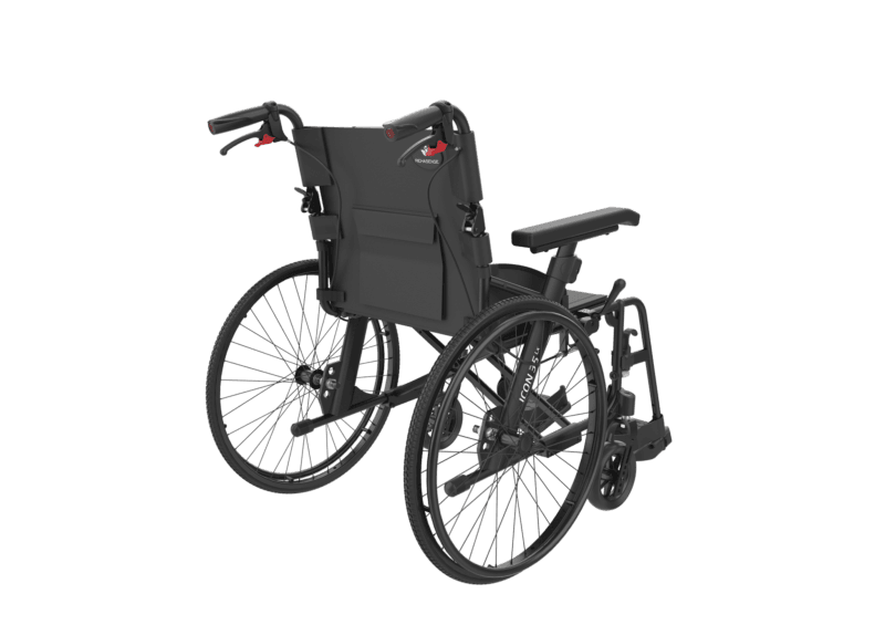 ICON 35 LX Active snett bakifrån med ryggficka och stora drivhjul