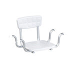 LM badkarssits med avtagbart ryggstöd i vit plast – halkfri sits till badkar med justerbara armar och dränering