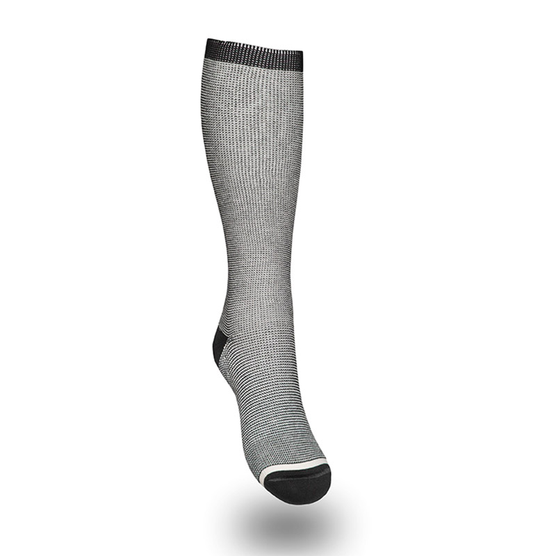 Medisox Kompressionsstrumpa Trend Jeans — knähög stödstrumpa i svart-naturvävd bomull