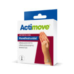 Förpackning Actimove Arthritis Care handledsstöd med bild på hand iförd stödet