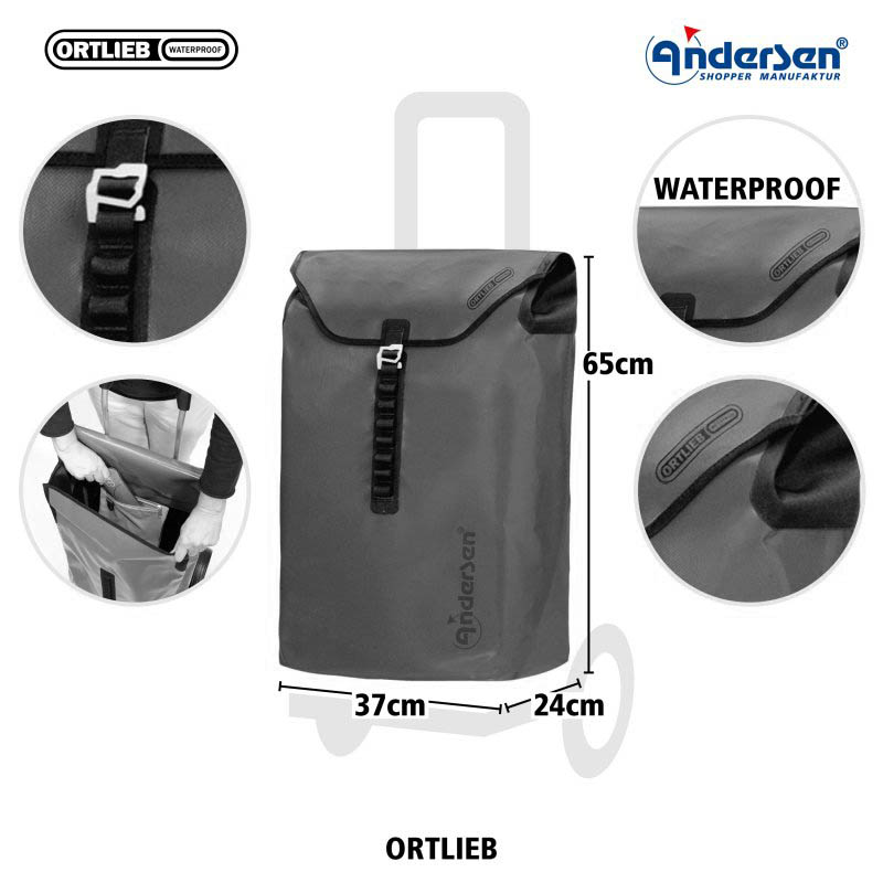 Detaljbild av chassi och hjul på Andersen Royal Plus