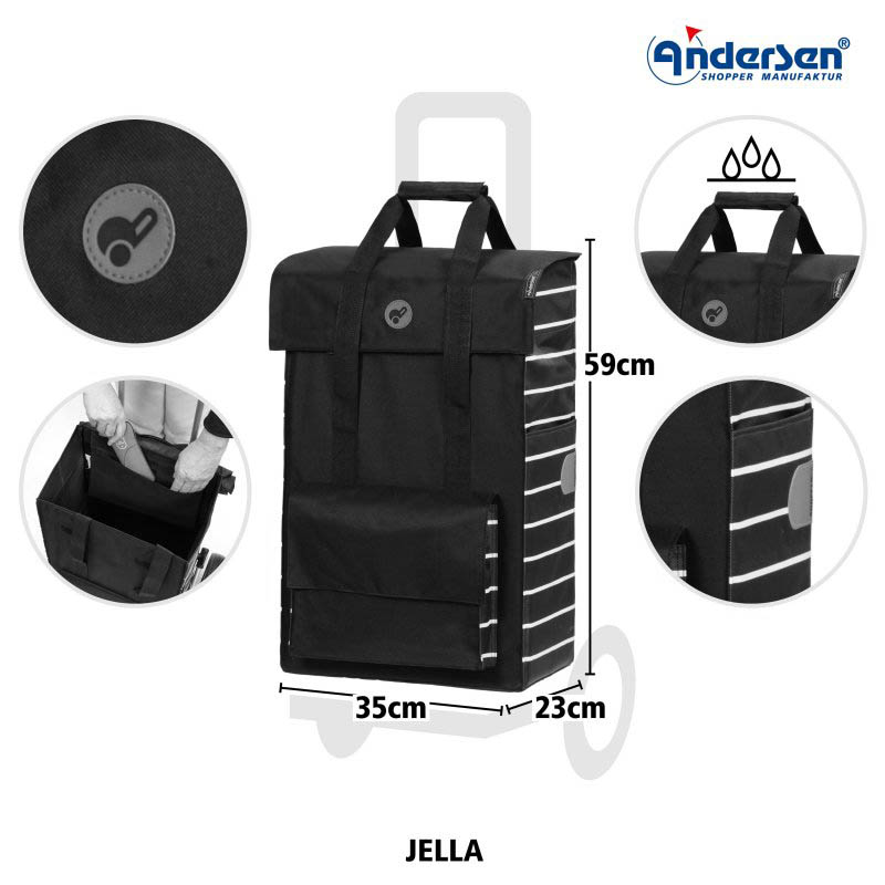 Jella-säcken med maritima ränder och framficka