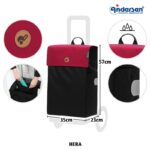 Svart shoppingsäck med röd topp närbild