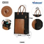 Andersen Charu-väska i svart med brunt läder mått 57 cm hög 35 cm bred och 24 cm djup