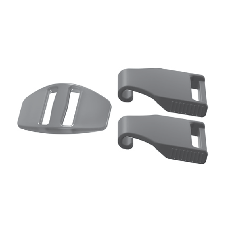 Hakar Simplus helmask - 2 grå clips och 1 spänne som reservdel till Fisher Paykel CPAP-mask huvudband
