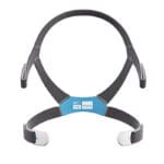 Resmed huvudband AirFit F40 – mjukt grått skumband CPAP-mask reservdel huvudband med blå AirFit F40-etikett