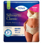 TENA Silhouette Classic Plus Creme Large – inkontinensskydd dam med hög midja för diskret läckageskydd