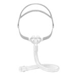 Yuwell näskuddemask YP-01 – diskret CPAP-mask med näskuddar och grått huvudband