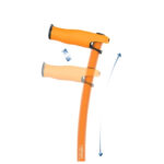 Närbild av ergonomiskt handtag och steglös justeringsmekanism på INDESmed käpp