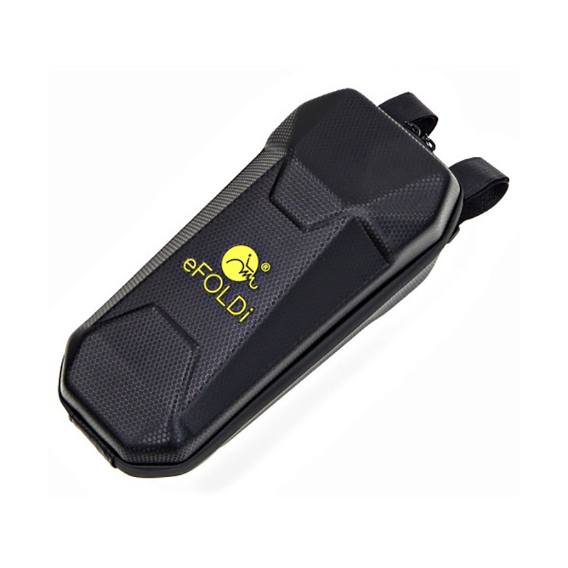 eFOLDi Handtagsväska – svart hardshell elscooter handtagsväska med gul eFOLDi-logo och dragkedja
