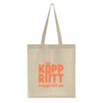 Naturvit bomullspåse närbild på tyget och bärhandtagen