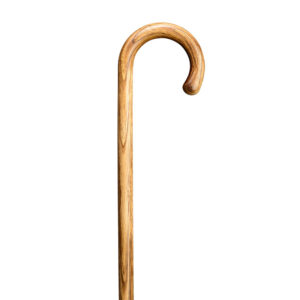 Gastrock käpp hickory krok med flammad yta och rundkrok i äkta hickoryträ