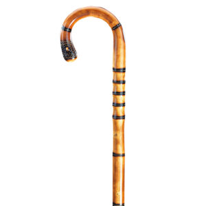 Gastrock käpp kastanj krok med pärldekor och vulstslipad bambulook