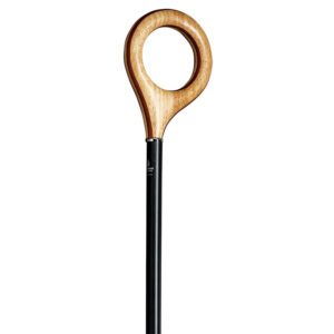 Gastrock käpp Orbit med flerskiktat cirkelgrepp i padoukträ och kautschuk på svart bokskaft