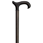 Promenadkäpp med L-derby-grepp – Gastrock käpp platinagrå elegant käpp L-derby i bok