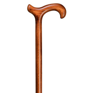 Gastrock käpp derby klassisk – handgjord promenadkäpp i flammad bok med klassiskt derbyhandtag och sidenmatt lackering