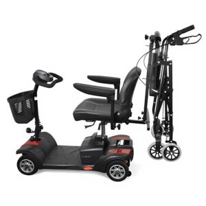 Mobilitetsskoter med rollator upphängd i RBP rollatorhållare