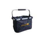 eFOLDi korg Compass Lite – svart förvaringskorg med eFOLDi-logga, metallram och handtag, tillbehör hopfällbar elscooter