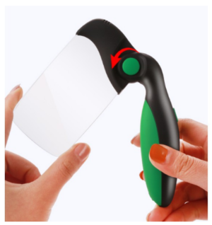 Svart och grönt handförstoringsglas från en annan vinkel