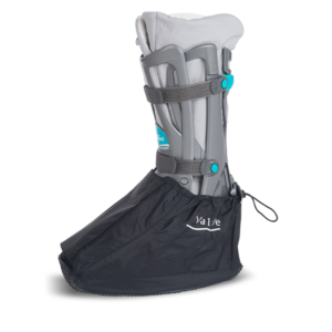 Svart nylonöverdrag från sidan monterat på ortos