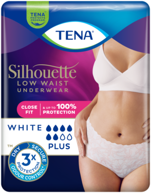 TENA inkontinensskydd dam vit absorberande – Silhouette Plus White Large 10-pack förpackning med trippelt skydd mot urinläckage