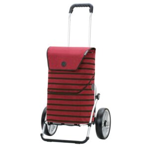 Andersen Shoppingvagn Royal Jelke i bordeaux med svarta ränder och 25 cm kullager-hjul